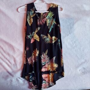 Source Unknown Yellow and Blue Asymmetrical Tank Top